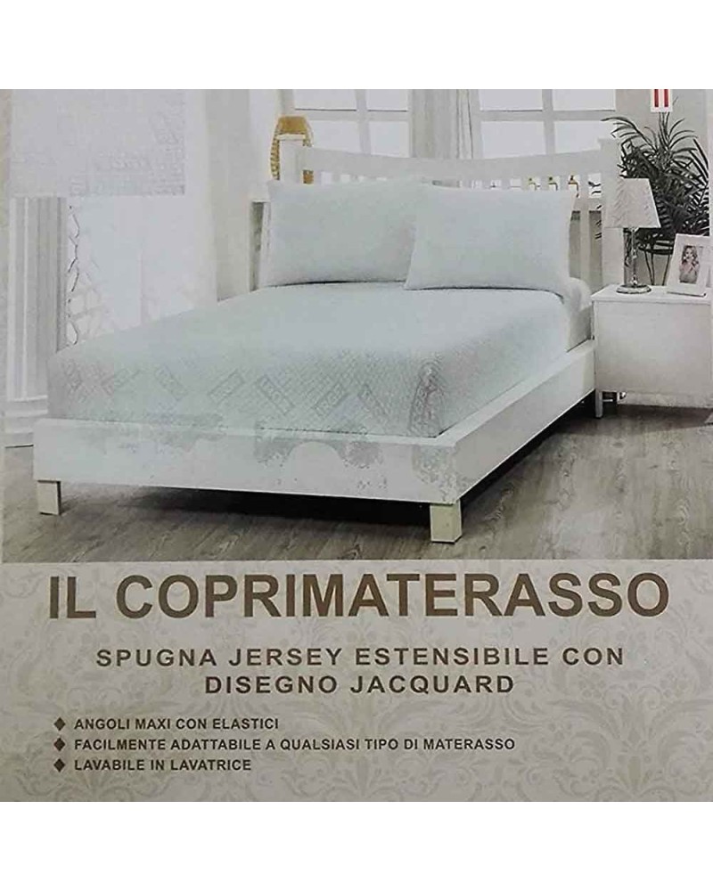 Coprimaterasso IRGE una piazza e mezza in Spugna Jersey Estendibile con Lavorazione Jacquard