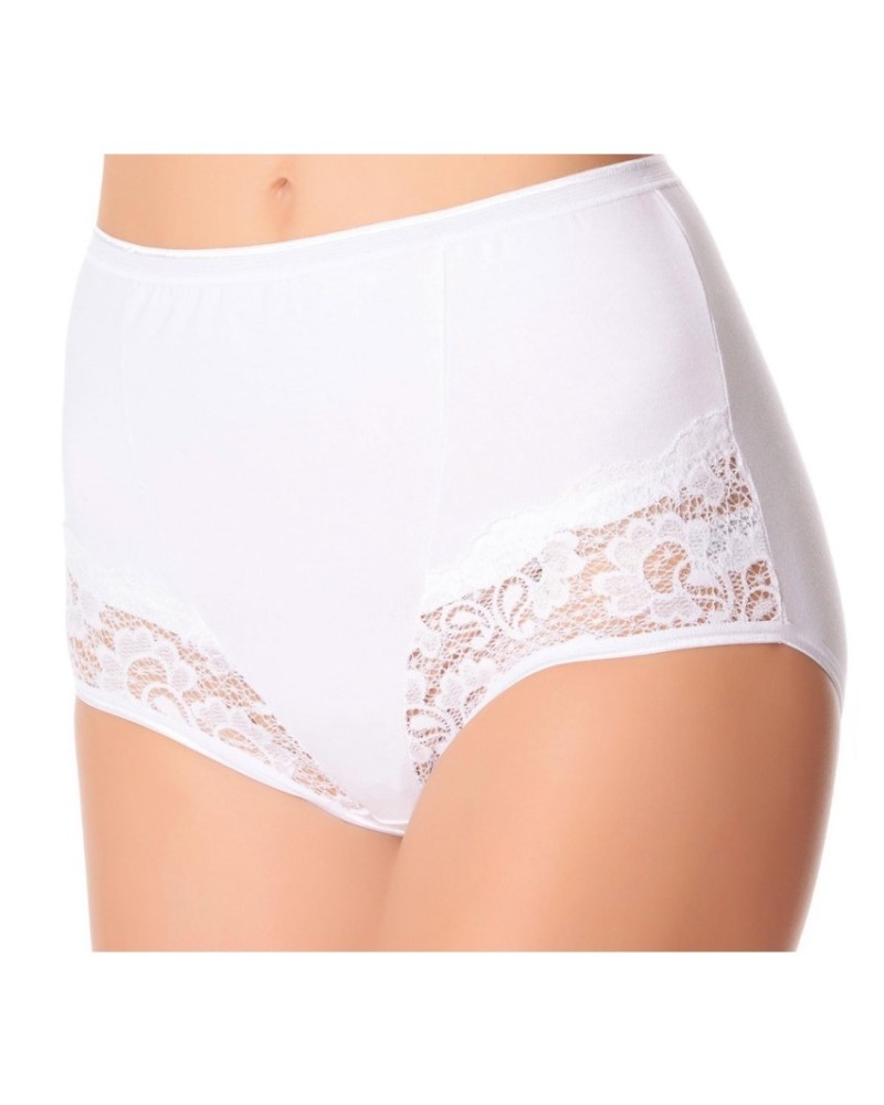 Jadea Art. 06 - 6 Culotte Donna in Cotone Elasticizzato con Inserto in Pizzo - Vita Media