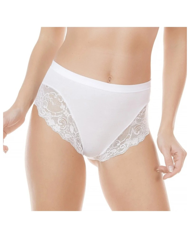 Jadea Pack da 6 Slip 521 Midi Colore In Cotone E Pizzo Vita Media