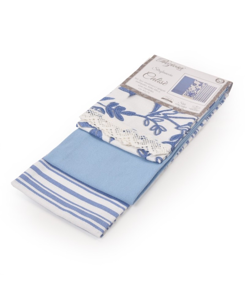 Strofinacci da cucina in cotone Preziosa Calisè S07 – Set 3 pezzi