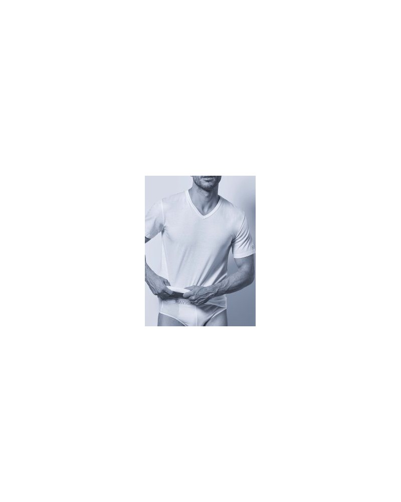 3 T-Shirt Uomo Scollo a V Navigare Art. 512 – 100% Cotone Jersey Pettinato – Bianco e Colorato Misure 8 e 10