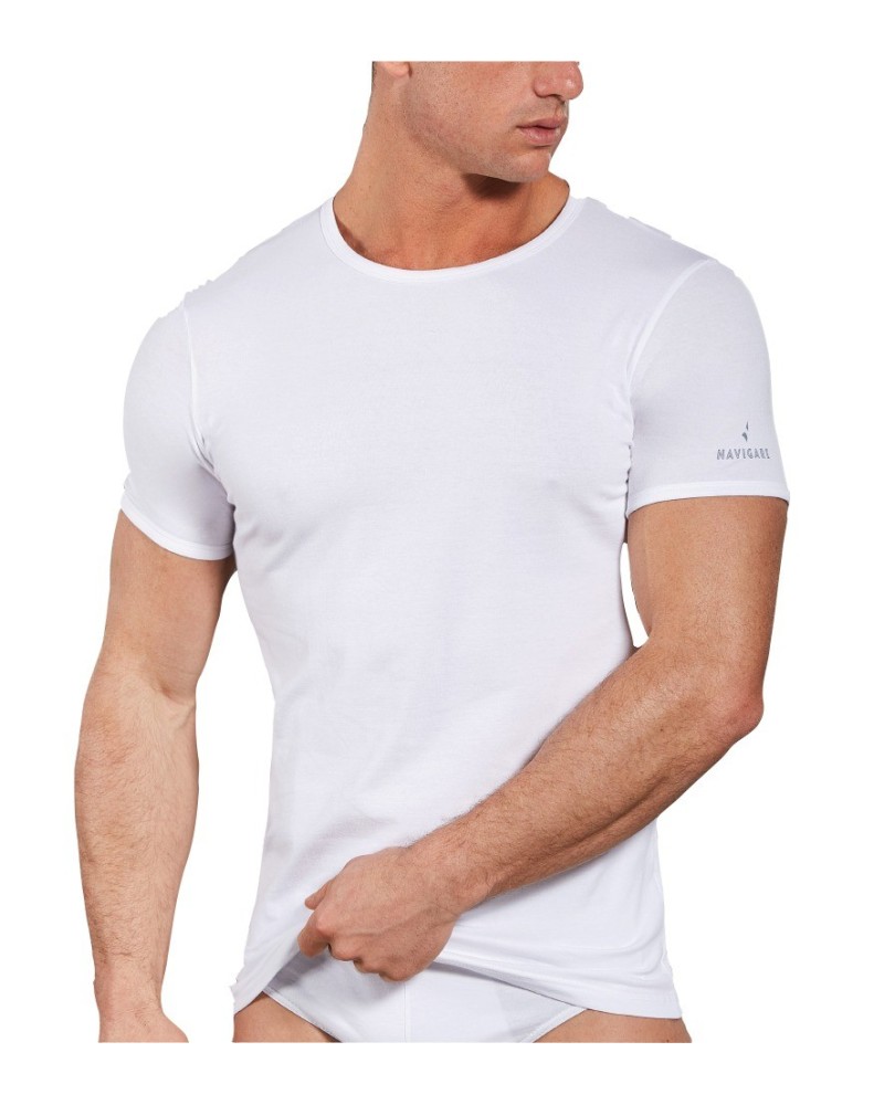 3 T-Shirt Uomo Navigare Art. 570 Girocollo Cotone Elasticizzato Bianco e Colorati Misure 3/4/5/6/7