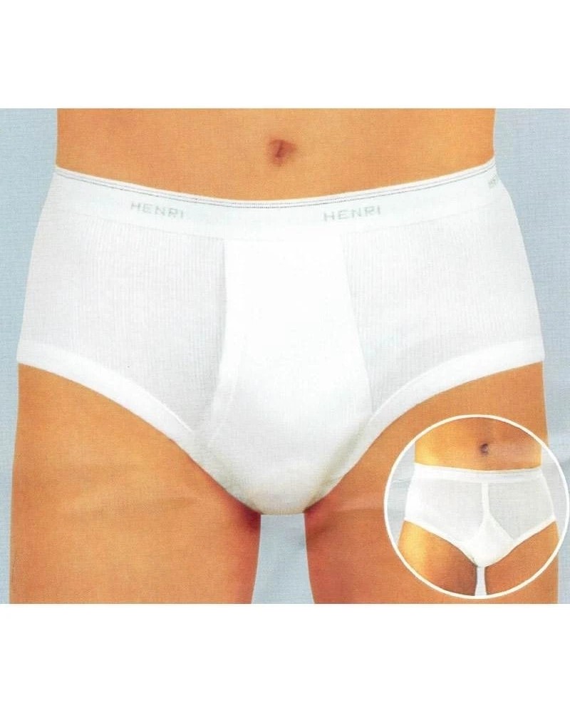 6 Slip Uomo Henri Art. 116 a Costina con Apertura - Bianco - Taglia 8° (XXXL)