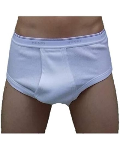 6 Slip Uomo Classico Henri 116 in Puro Cotone con Apertura - Taglia 9/10