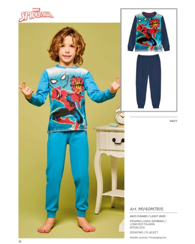 Pigiama Bambino Spiderman Marvel Sabor MV40M7815 – Manica Lunga in COTONE CALDO Interlock