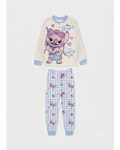 Pigiama Bambina Stitch Disney a Manica Lunga in Cotone Caldo  Interlock | Sabor DY50L8958