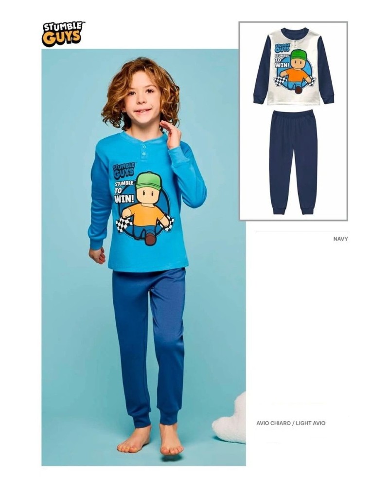 Pigiama Bambino Lungo Stumble Guys Sabor SG40M7810 in Cotone Caldo Interlock