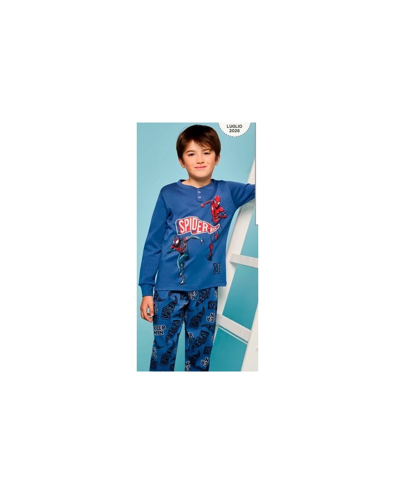 Pigiama Lungo Bambino Spiderman Sabor MV40M7823 in Caldo Cotone Interlock