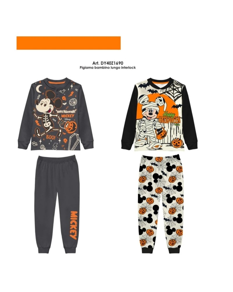 Pigiama Bambino Halloween Disney Mickey Mouse in Caldo Cotone Interlock - Art. DY40Z1690 Sabor