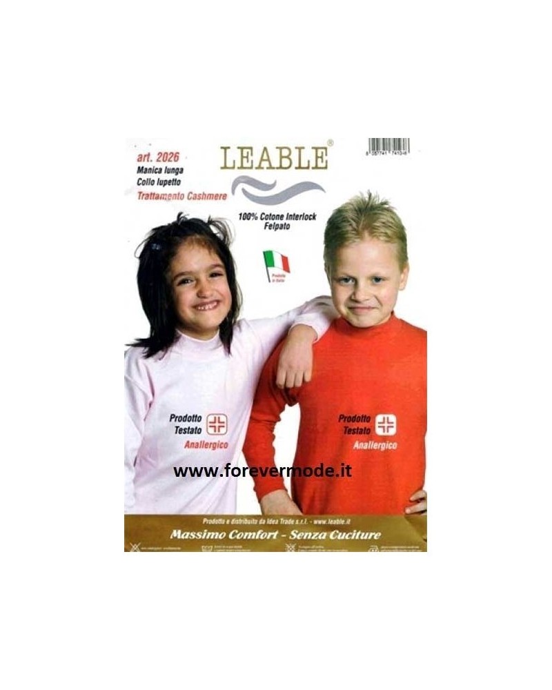Lupetto Bambino e Bambina Leable 2026 in Caldo Cotone Felpato