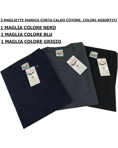 3 T-Shirt Uomo Caldo Cotone Leable Art. 329 | Mezza Manica Girocollo misure: dalla quarta alla settima