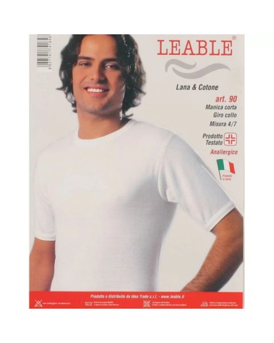 Maglia Intima Uomo Leable Art. 90 | Lana e Cotone Mezza Manica misure: 10 e 12