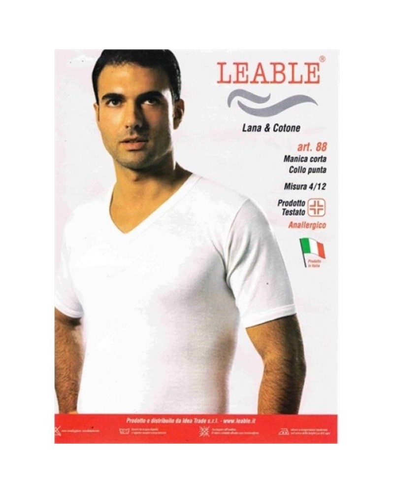3 Maglie Intime Uomo Scollo a V Lana e Cotone Leable Art. 88 | Tessuto Double Face misura ottava